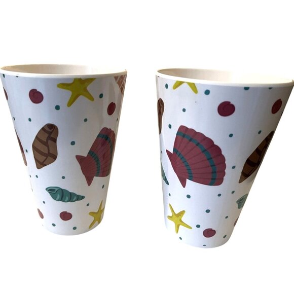 Temptations By Tara Melamine Seashells Tailgate Summer Beach Set of Six Cups - Picture 4 of 9